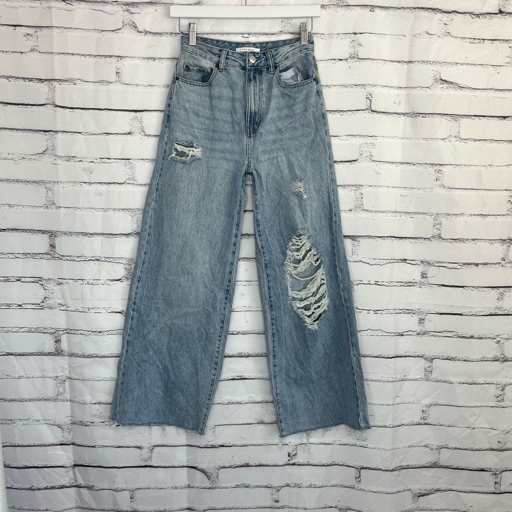 Vintage PacSun Puddle Wide Leg Jeans Women’s 24 Distressed High Rise Y2K Denim
